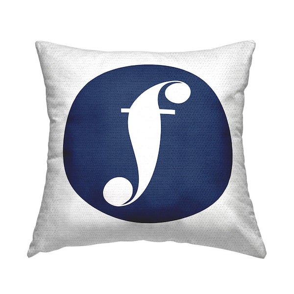 Stupell Industries Blue Circle Letter F Square Outdoor Throw Pillow