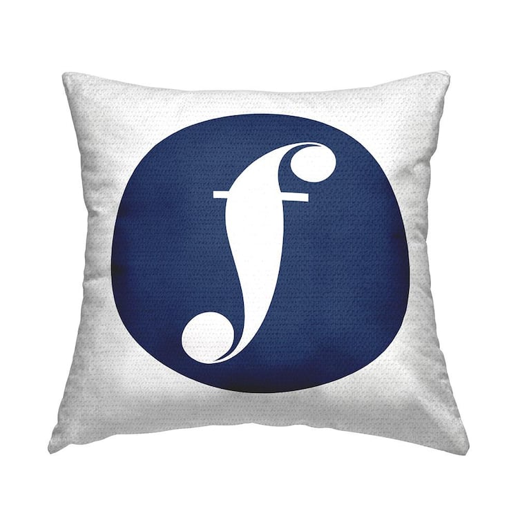 Stupell Industries Blue Circle Letter F Square Outdoor Throw Pillow