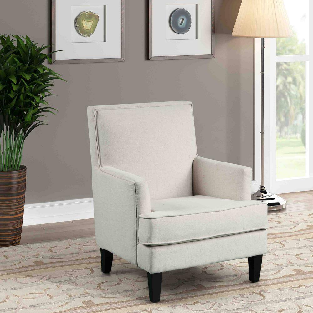 Classic Beige Velvet Accent Armchair with Manufactured Wood