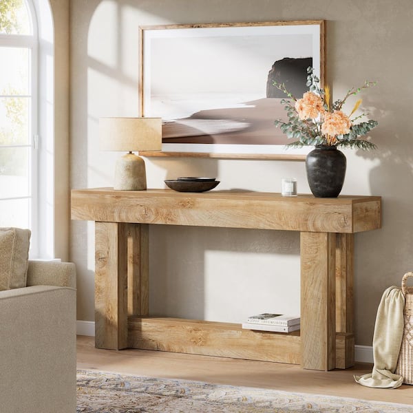 Turrella 62.9 in. Brown Rectangle Engineered Wood Console Table for Entryway