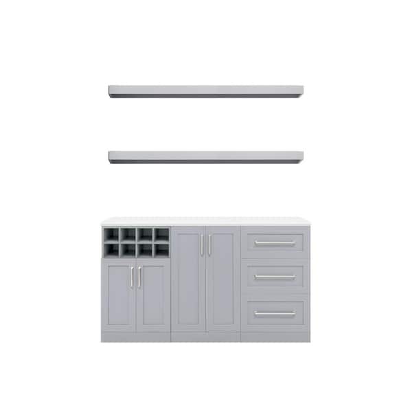 NewAge Products Home Bar 21 in. Gray Cabinet Set (6-Piece)