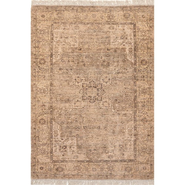 RUGS USA Lennox Persian Medallion Tassel Olive 5 ft. x 8 ft. Area Rug