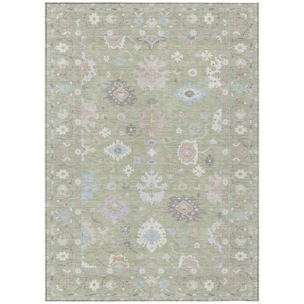 Chantille Machine Washable Indoor/Outdoor Abstract ACN2675 Celery 5 ft. x 7 ft. 6 in. Area Rug