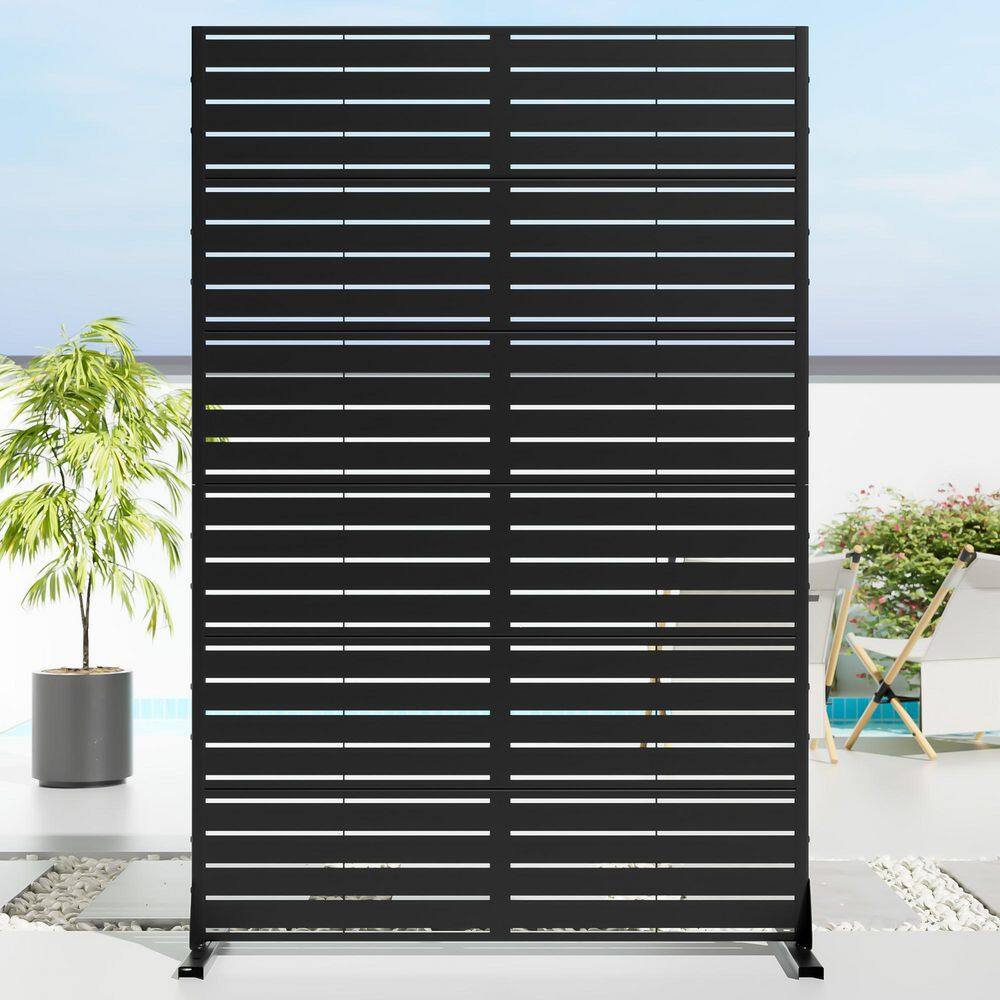 72 in. Galvanized Metal Outdoor Privacy Screens Garden Outdoor Fence Louvered in Black price history on PriceWatchPro