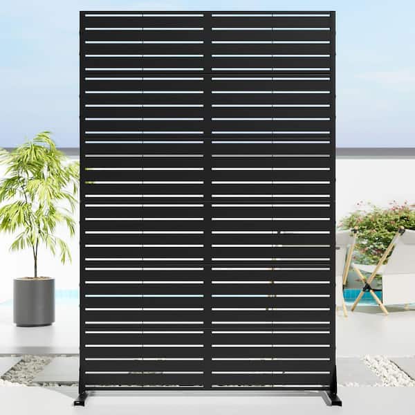 72 in. Galvanized Metal Outdoor Privacy Screens Garden Outdoor Fence Louvered in Black