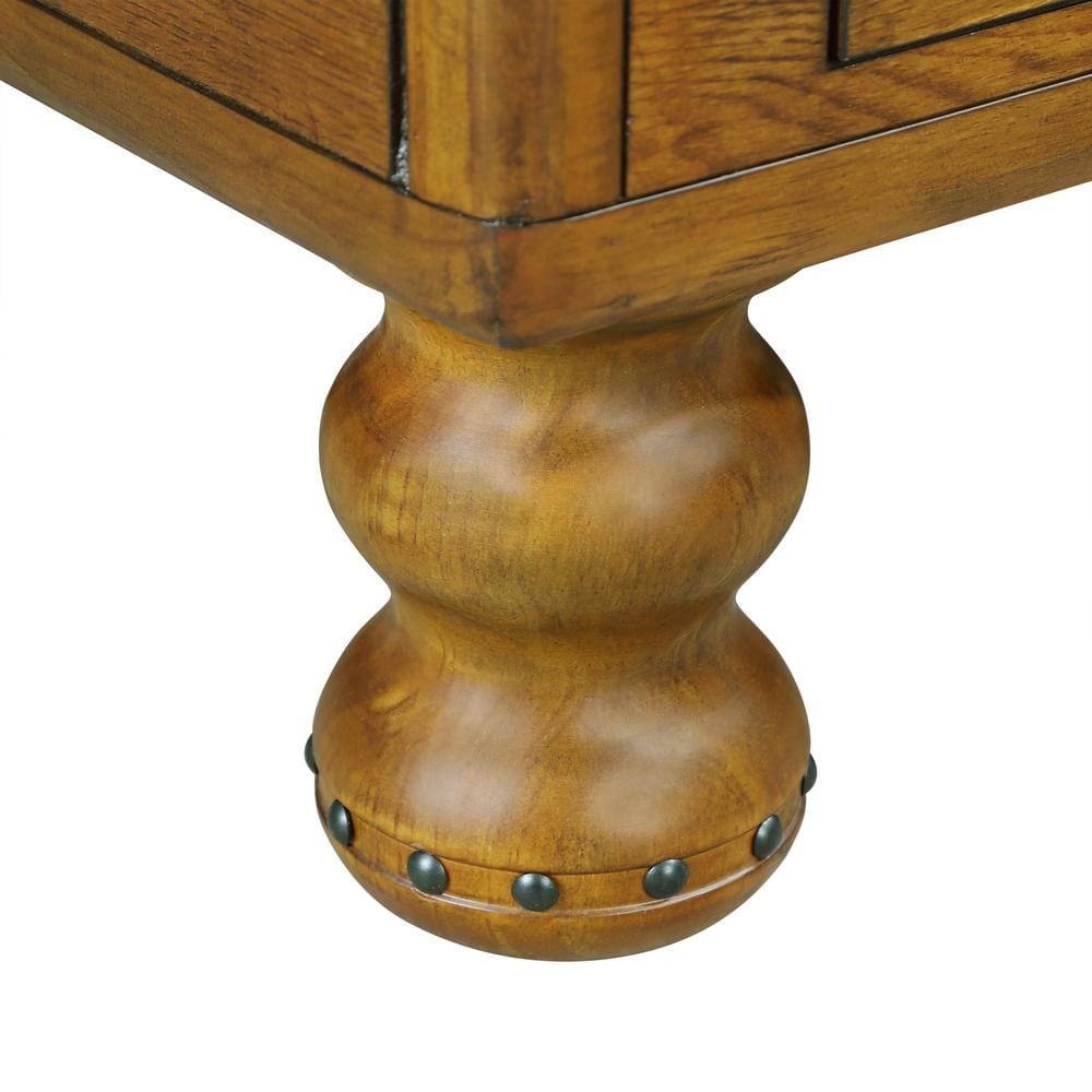Antique Brown Wood Rectangular Coffee Table with Storage