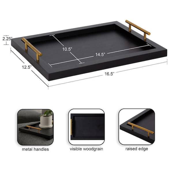 Kate and Laurel Halsey 12.50 in. W Rectangle Black Wood Decorative