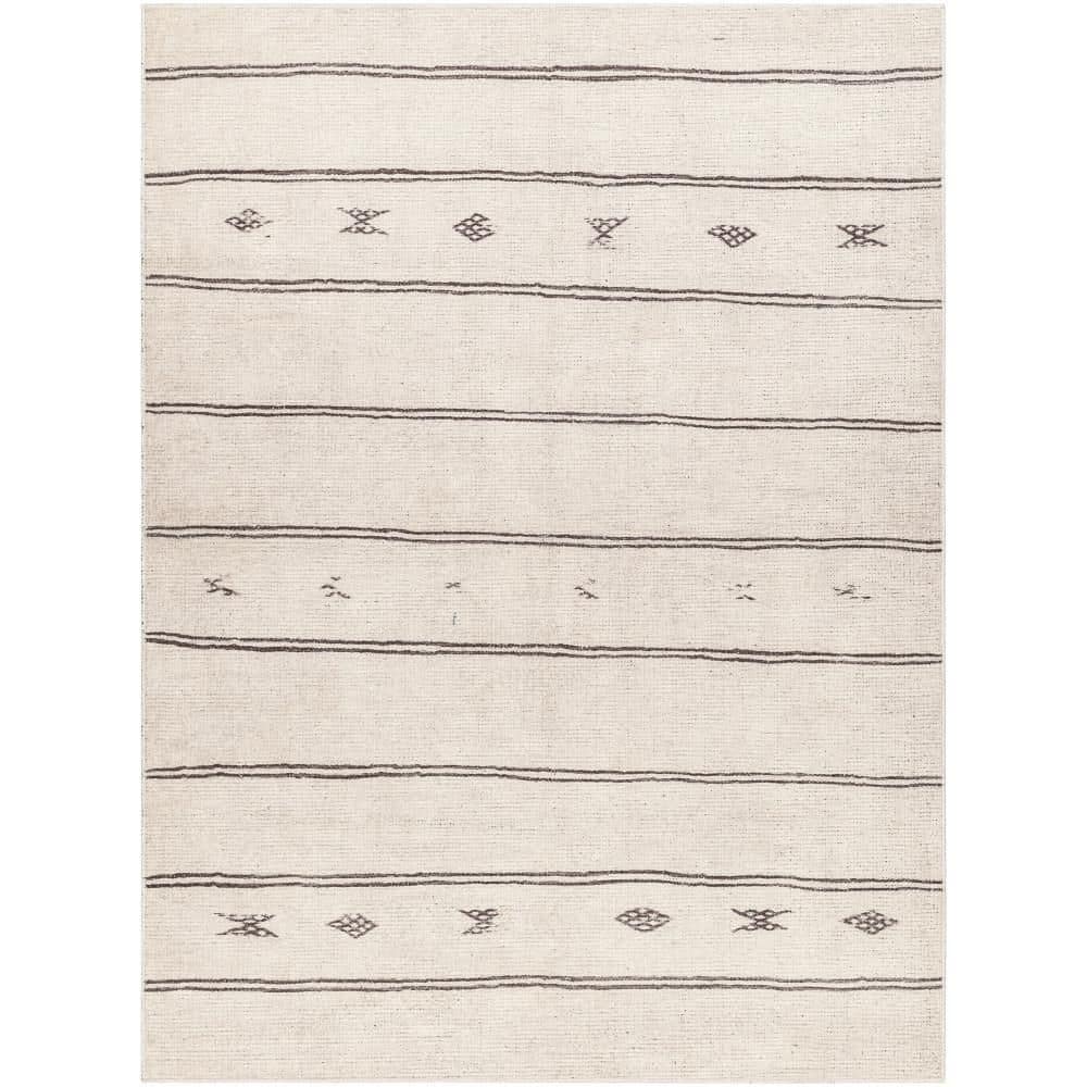 Modern Gray Stripe Synthetic Area Rug 6 ft 7 in Square