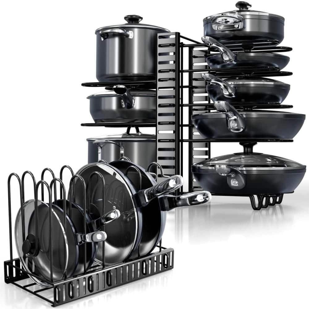 Standing Pot Racks Esepony 8-Tier Adjustable Pots and Pans Organizer Rack for Kitchen ...