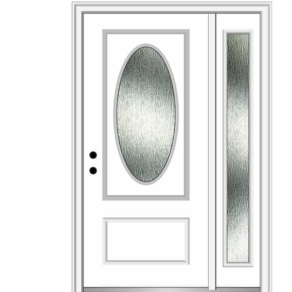 MMI Door 48 in. x 80 in. Right-Hand Inswing Rain Glass Primed Fiberglass Prehung Front Door on 4-9/16 in. Frame