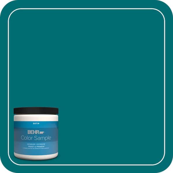 BEHR PREMIUM PLUS 8 oz. #MQ6-35 Teal Motif Satin Enamel Interior/Exterior Paint & Primer Color Sample