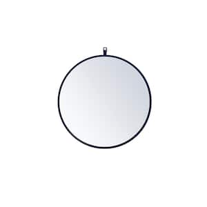 Medium Round Blue Modern Mirror (21 in. H x 21 in. W)