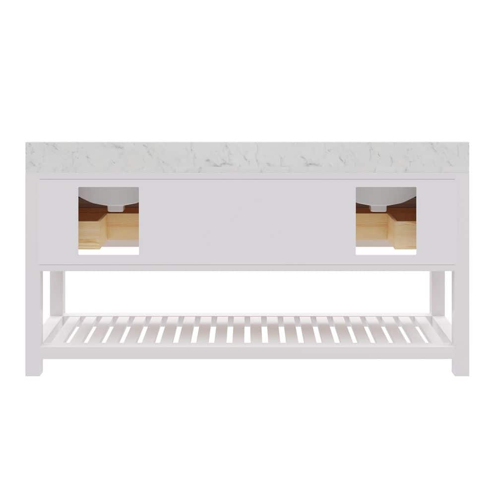 Madalyn 72" Pure White Double Sink Marble Top Vanity