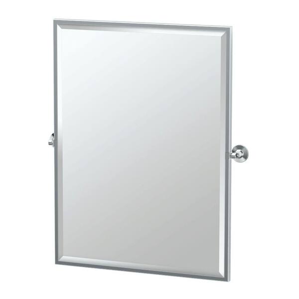 Gatco Max 25 in. W x 33 in. H Framed Rectangular Beveled Edge Bathroom Vanity Mirror in Chrome