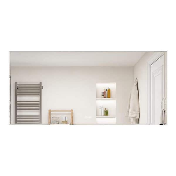 JimsMaison 60 in. W x 24 in. H Large Rectangular Frameless Anti-Fog Wall Mounted Bathroom Vanity Mirror in Silver