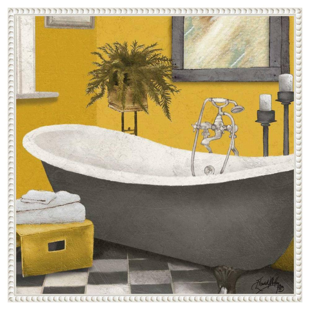 Sunny Bath Still Life Canvas Wall Art with Beaded Frame
