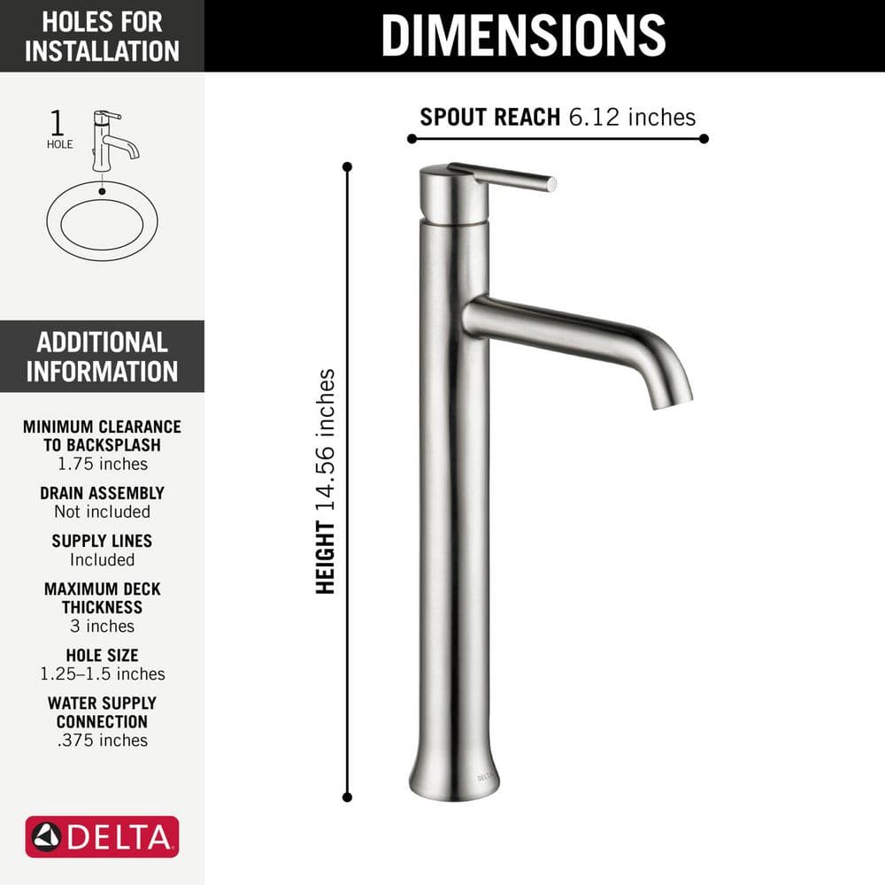 Stainless Steel Single Hole Vessel Bathroom Faucet
