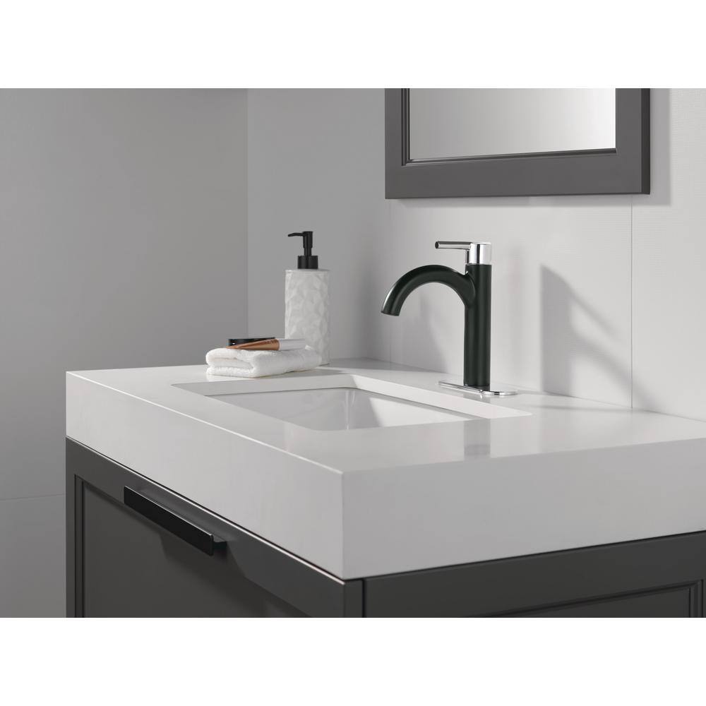 Matte Black and Chrome Single Handle Bathroom Faucet