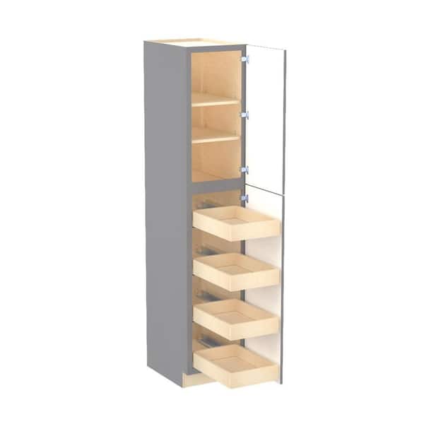 Franklin 18 in. W x 24 in. D x 90 in. H Assembled Plywood Pantry Kitchen Cabinet in Veiled Gray with 4ROT Soft Close