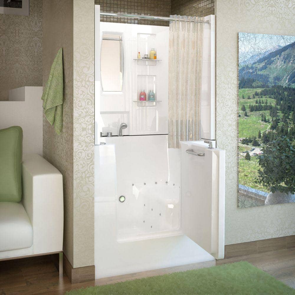 Mesa 39.75'' x 30.5'' White Acrylic Walk-In Air Bathtub
