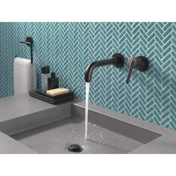 Delta Trinsic 1 Handle Wall Mount Bathroom Faucet Trim Kit In Matte Black Valve Not Included T3559lf Blwl The Home Depot - Wall Mount Lavatory Faucet With Valve