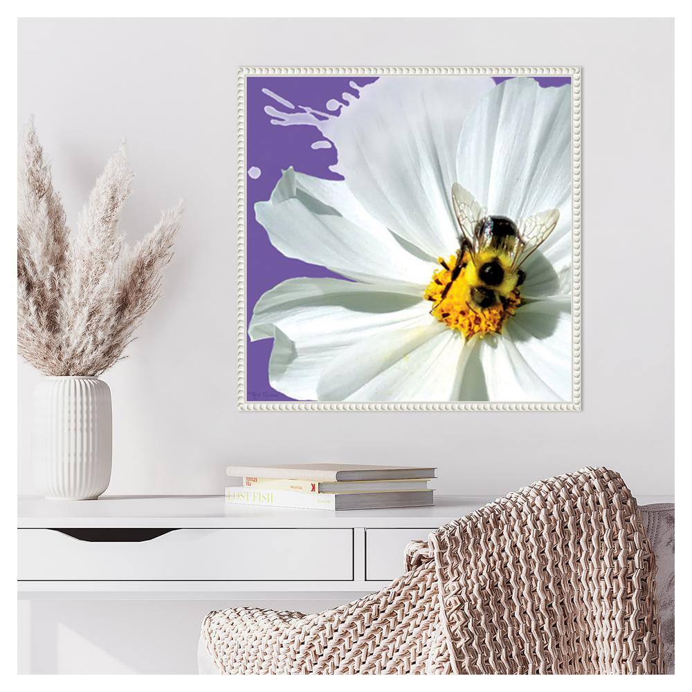Flower Pop IV White and Purple Canvas Wall Art with Floater Frame