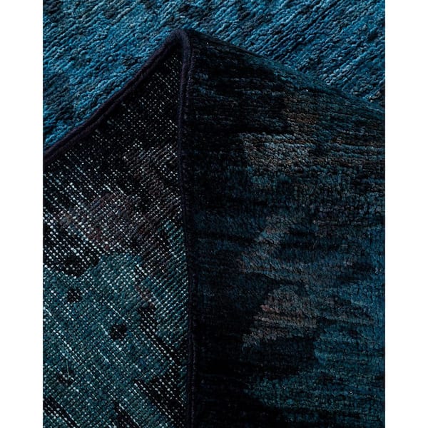 Overdyed Black 10 ft. x 18 ft. Solid Wool Indoor Area Rug
