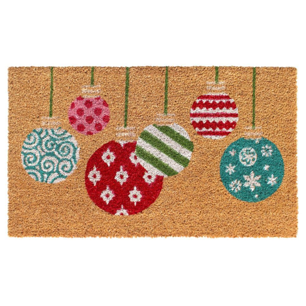 Welcome Ornaments Natural 18 in. x 30 in. Coir Non-Slip Outdoor Door Mat