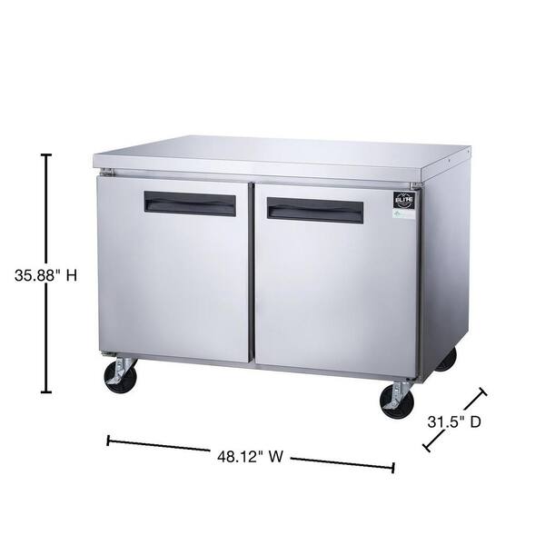 PEAK COLD Commercial Under Counter Stainless Steel Freezer; 48 W