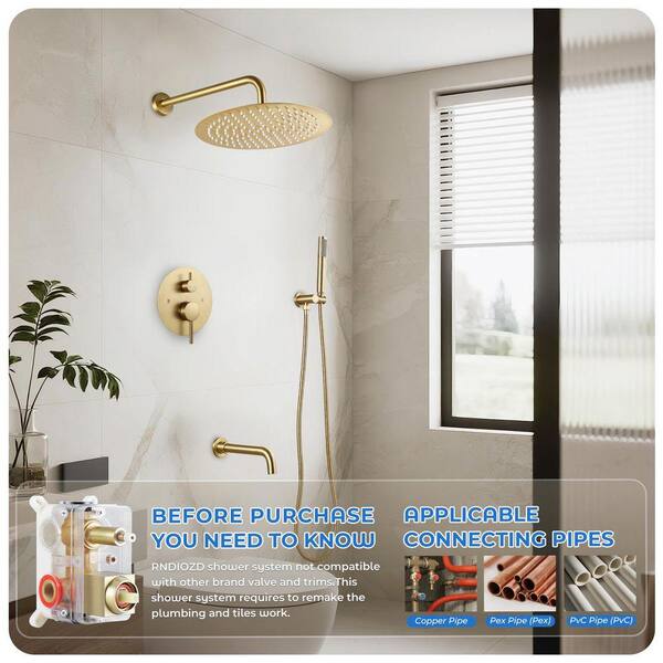 AKLFGN Single-Handle 3-Spray Tub and Shower Faucet with 10 in