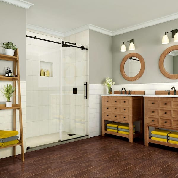 Aston Coraline Pure 44 in. - 48 in. x 76 in. Completely Frameless Sliding Shower Door in Oil Rubbed Bronze