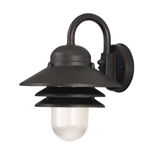 SOLUS Nautical 1-Light Black 4000K ENERGY STAR LED Outdoor Wall Mount Sconce with Durable Clear Prismatic Acrylic Lens