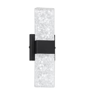GLACIER 4.75 in. 2 Light Black LED Wall Sconce with Clear Glass Shade