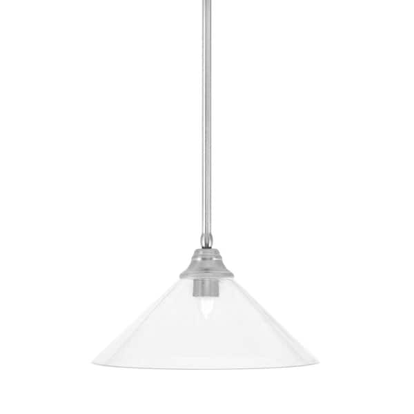 Unbranded Sparta 100-Watt 1 Light Brushed Nickel Shaded Pendant Light with 16 in. Clear Bubble Glass Shade, No Bulb Included