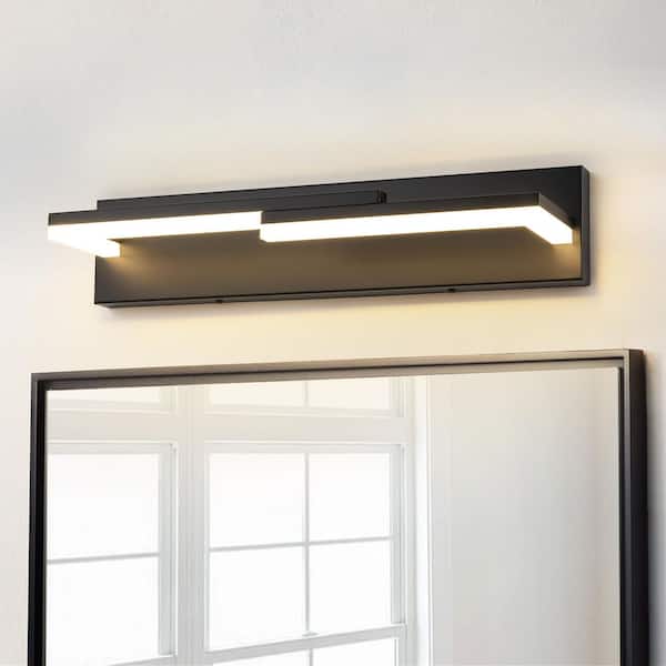 RRTYO Killebrew 22.8 in. 2-Light Modern Black Rectangular LED Bathroom Vanity Light