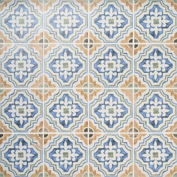 Sienna Terracotta Sol Multi-Color 8.85 in. x 8.85 in. Matte Porcelain Floor and Wall Tile (8.69 sq. ft./ Case)