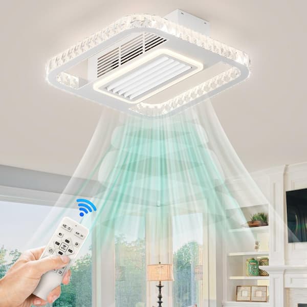 20 in. LED Indoor White Bladeless Ceiling Fan with Lights Remote