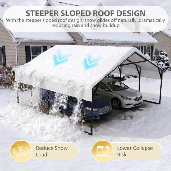 20 ft. W x 20 ft. D Carport Metal Car Canopy and Shelter, White