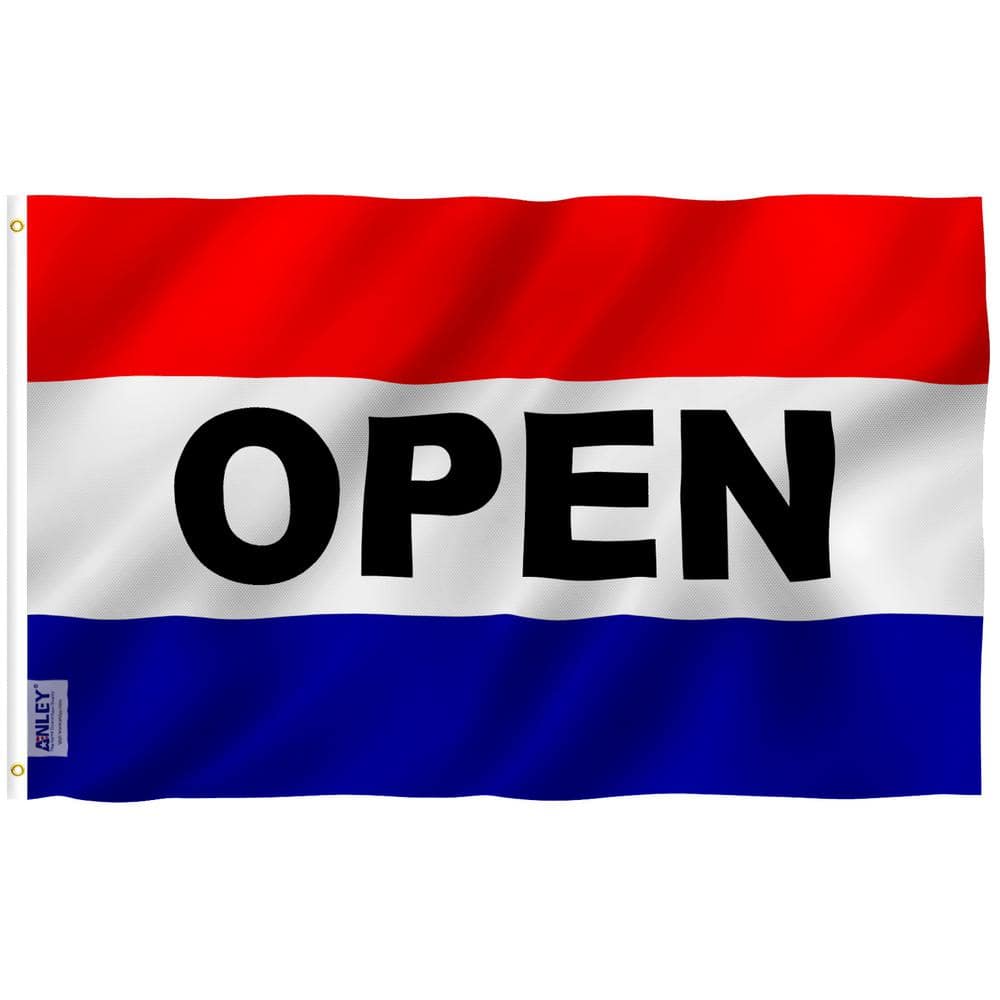 Fly Breeze 3 ft. x 5 ft. Polyester Open Sign Flag 2-Sided Flags Banner with