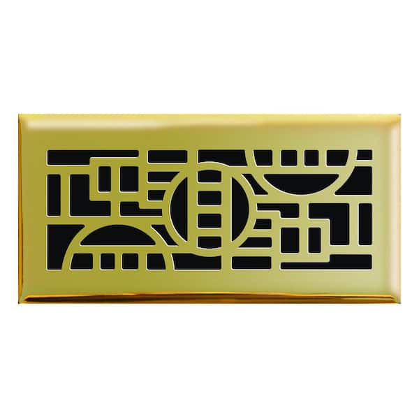 4 in. x 10 in. Cosmopolitan Floor Register in Polished Brass