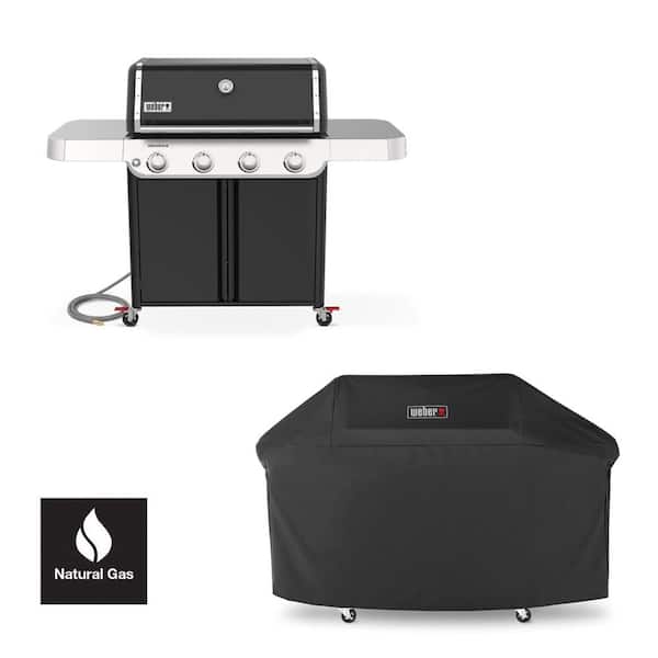 Weber Genesis E-415 4-Burner Natural Gas Grill in Black with Grill Cover