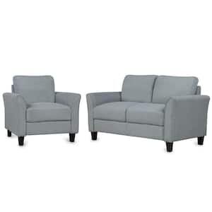 29 in. W Modern Straight Arm Linen Fabric Upholstered Living Room Furniture Sofa, Gray, Single plus 2 Seat (Set of 3)