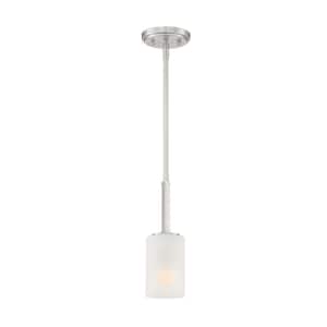 Carmine 60-Watt 1-Light Brushed Nickel Pendant with Etched Glass Shade