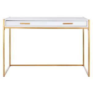 Elodie 43.3 in. W White/Gold Writing Desk