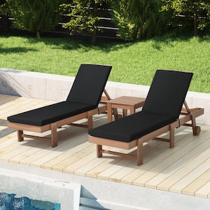 FadingFree (2-Pack) Outdoor Chaise Lounge Chair Cushion Set 21.5 in. x 26 in. x 2.5 in Black