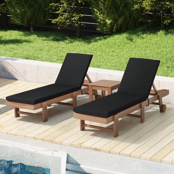 FadingFree (Set of 2) 21.5 in. x 26 in. x 2.5 in. Outdoor Patio Chaise Lounge Chair Cushion Set in Black