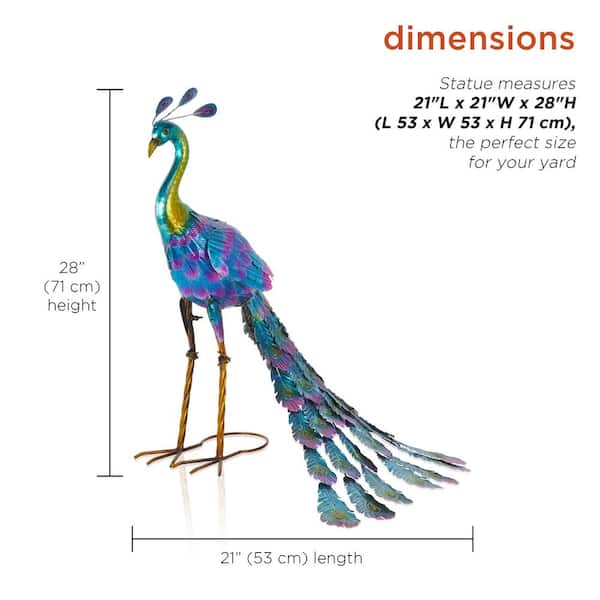 Alpine Corporation 28 in. Tall Outdoor Metallic Peacock