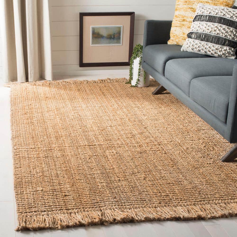 Natural Hand-Knotted Jute Rectangular 6' x 9' Area Rug