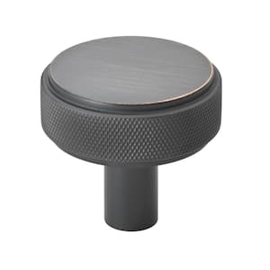 1-1/2 in. Oil Rubbed Bronze Solid Round Knurled Cabinet Drawer Knobs (10-Pack)