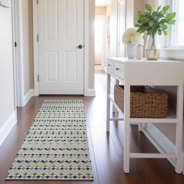 Mayfield Premium Machine Washable Abstract AMF1408 Linen 2 ft. 3 in. x 7 ft. 6 in. Runner Rug